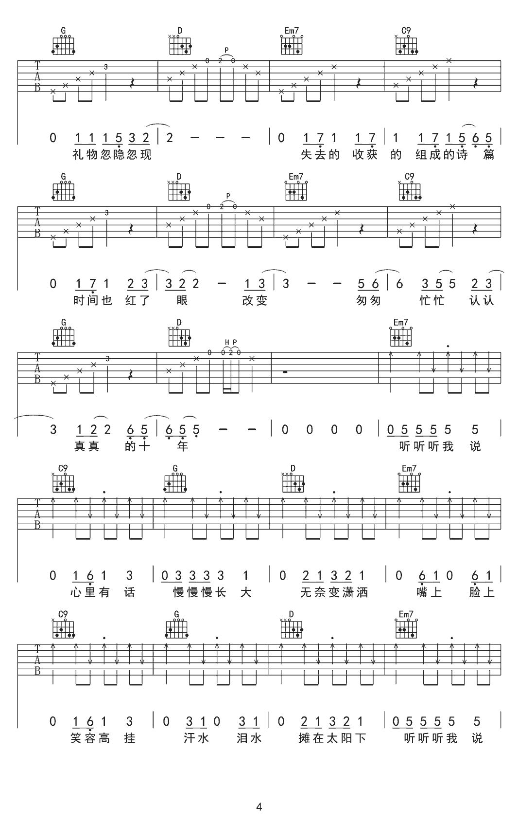 精彩才刚刚开始吉他谱预览图