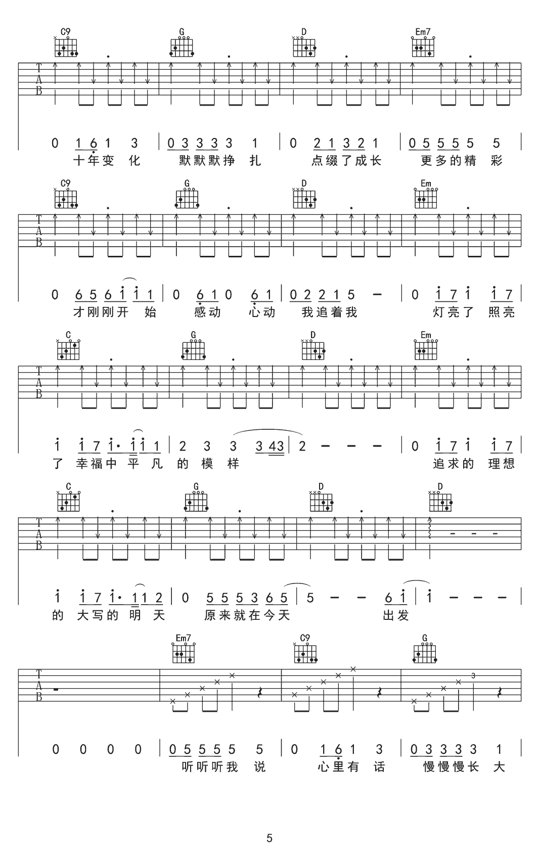 精彩才刚刚开始吉他谱预览图