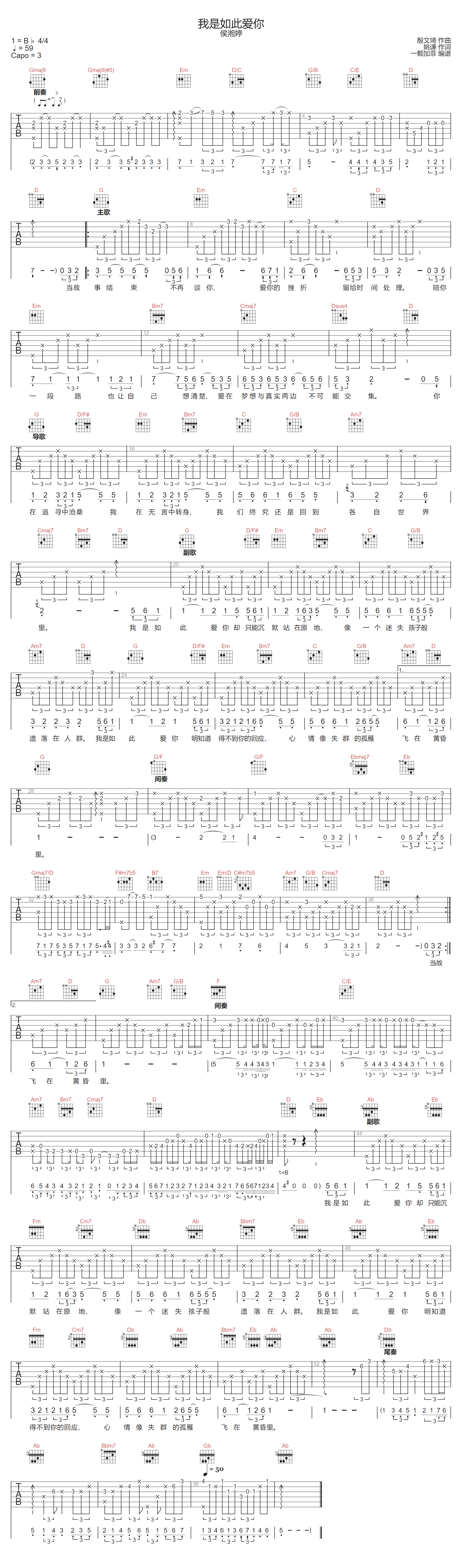 我是如此爱你吉他谱预览图