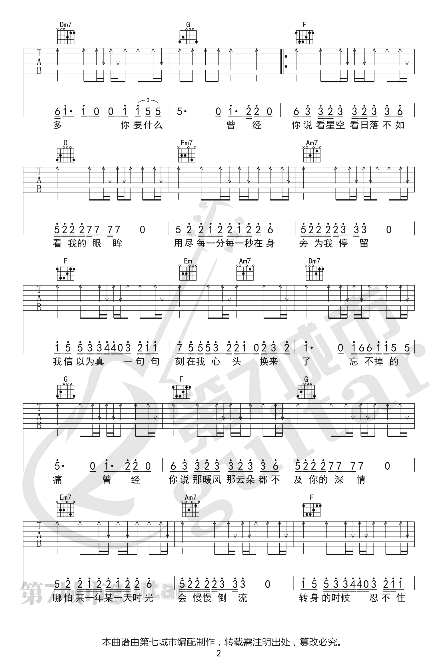 曾经你说吉他谱预览图