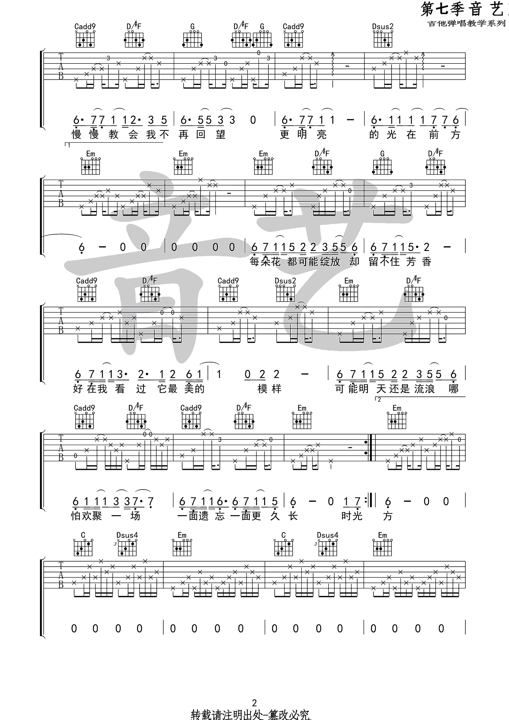 前方吉他谱预览图