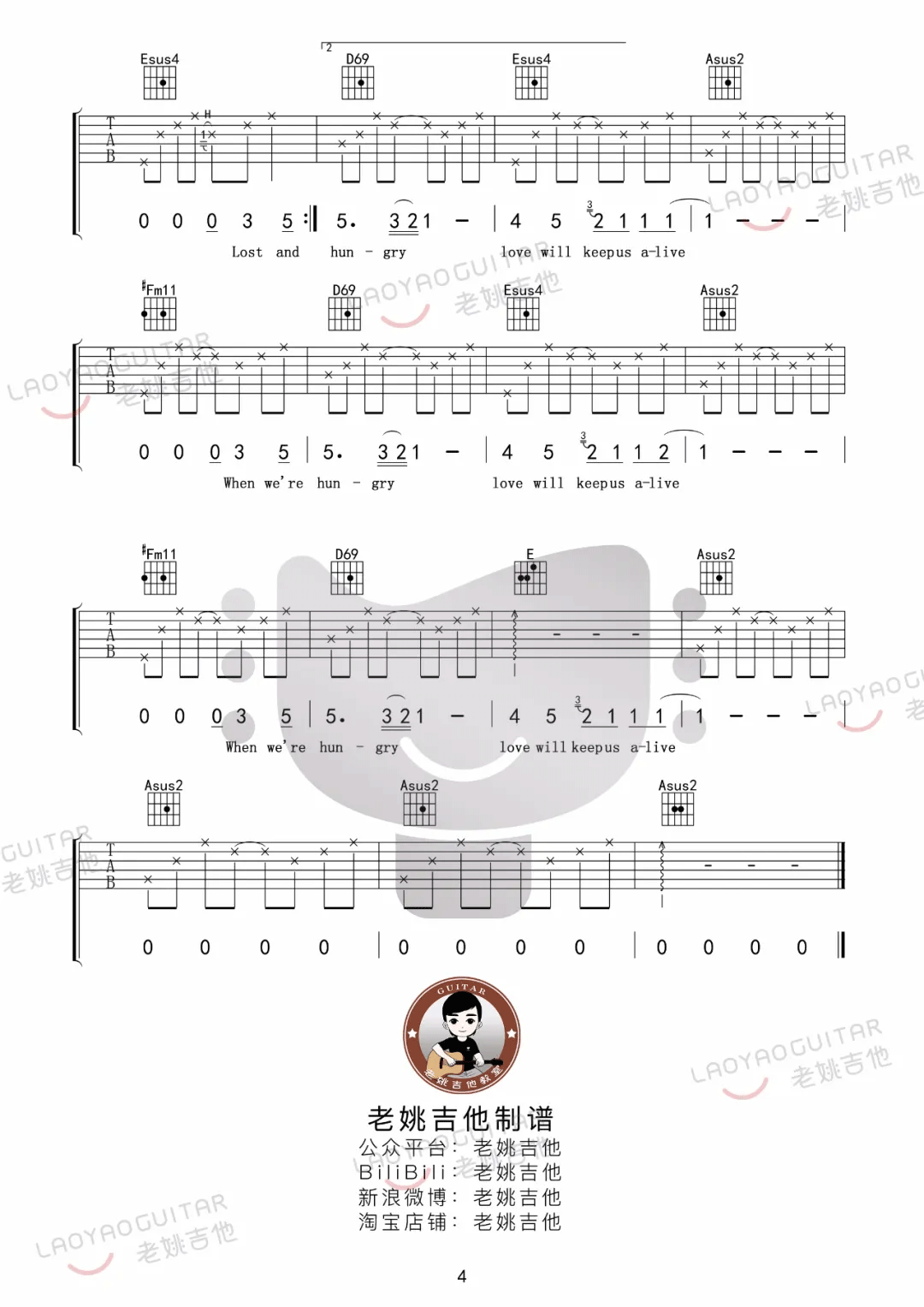 Love-Will-Keep-Us-Alive吉他谱预览图