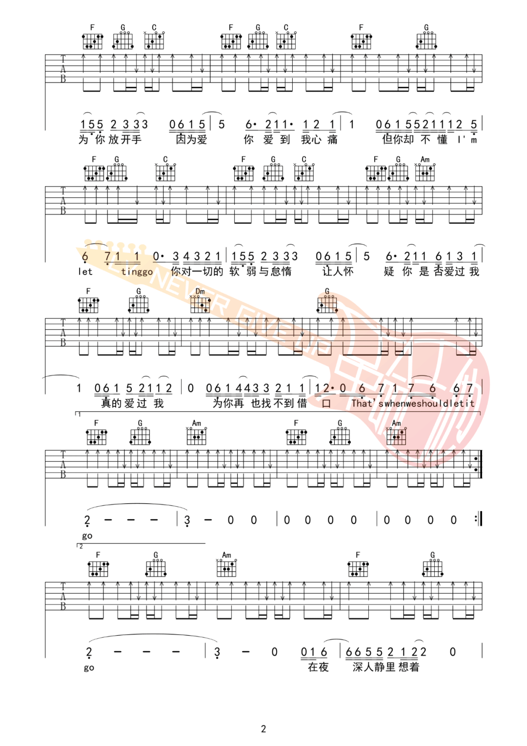 Letting-Go吉他谱预览图
