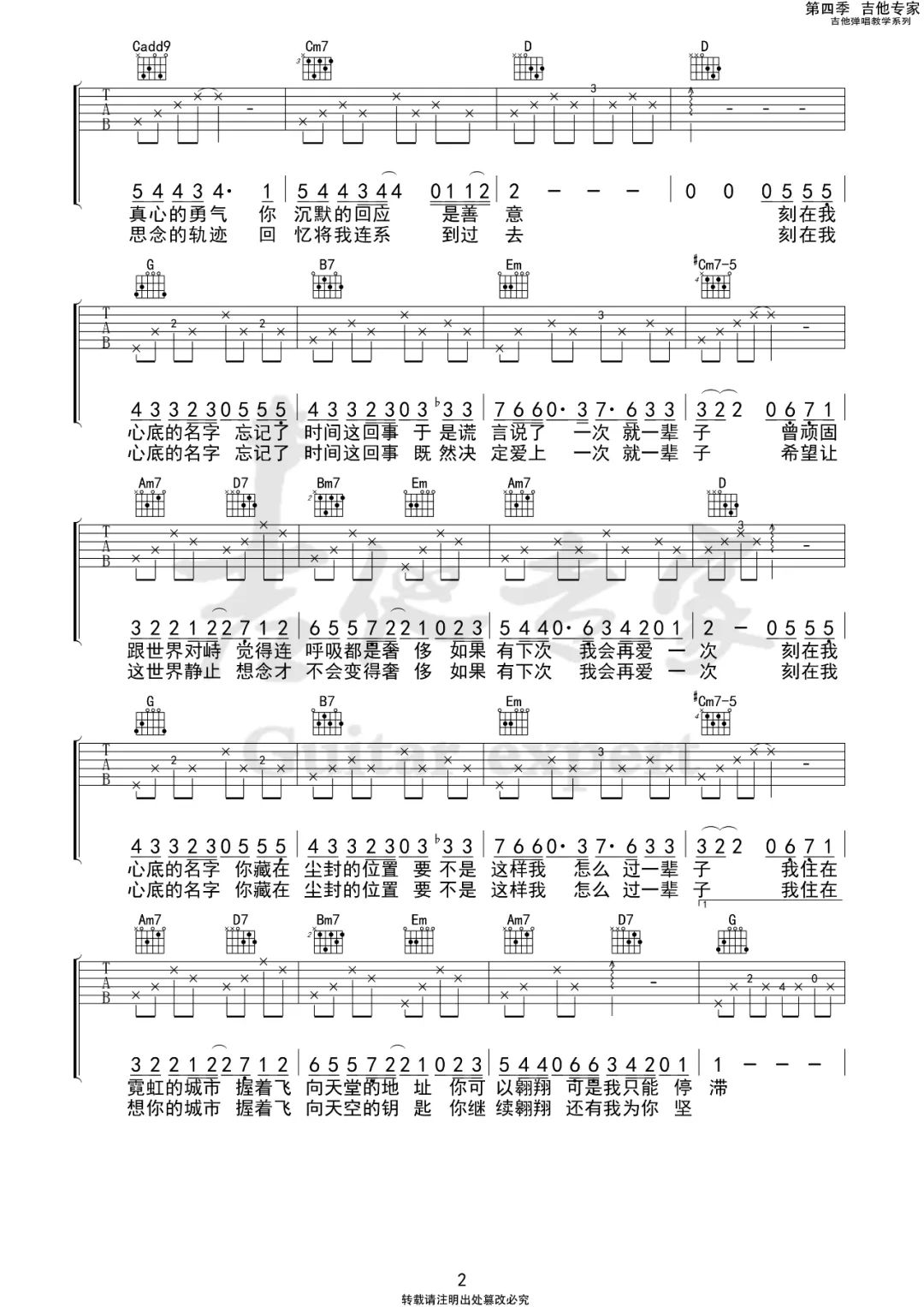 刻在我心底的名字吉他谱预览图