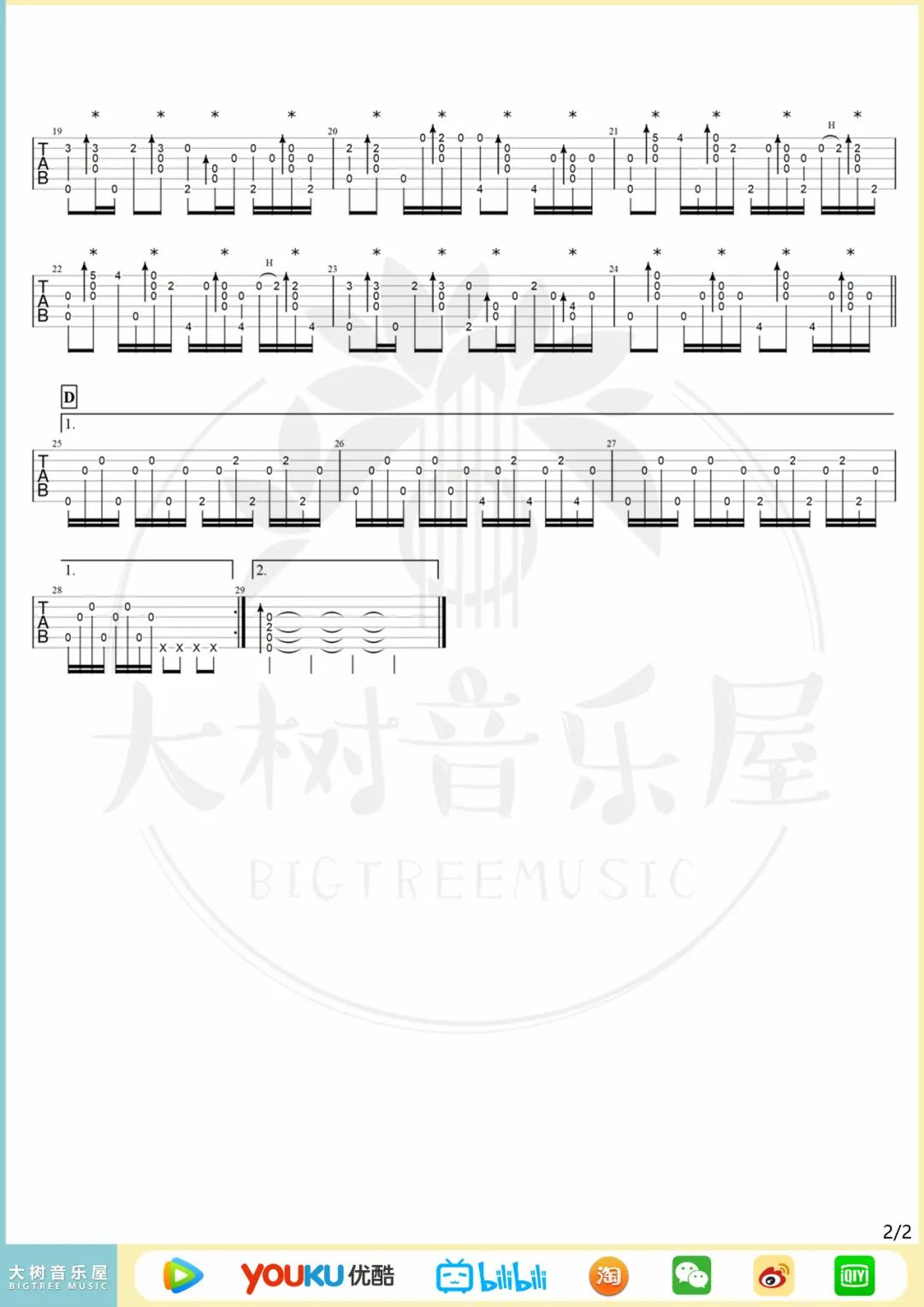 小城夏天指弹吉他谱预览图