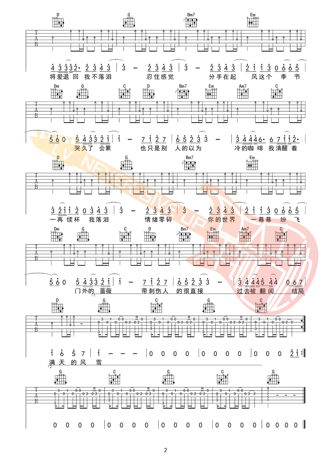我落泪情绪零碎吉他谱预览图