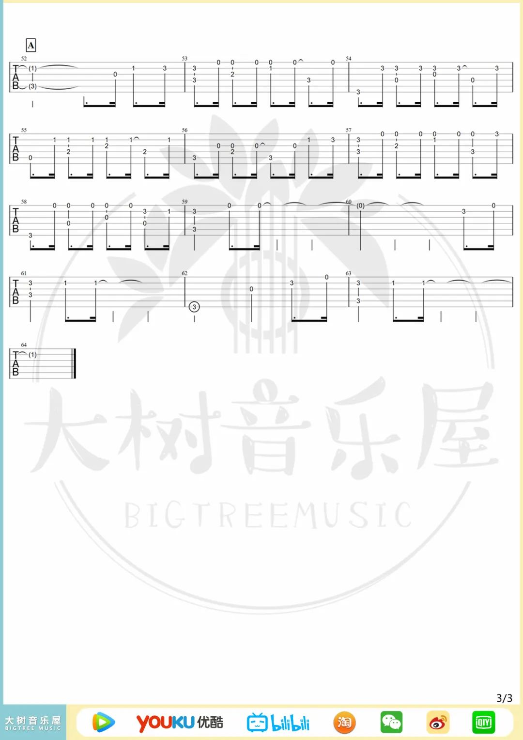 未闻花名指弹吉他谱预览图