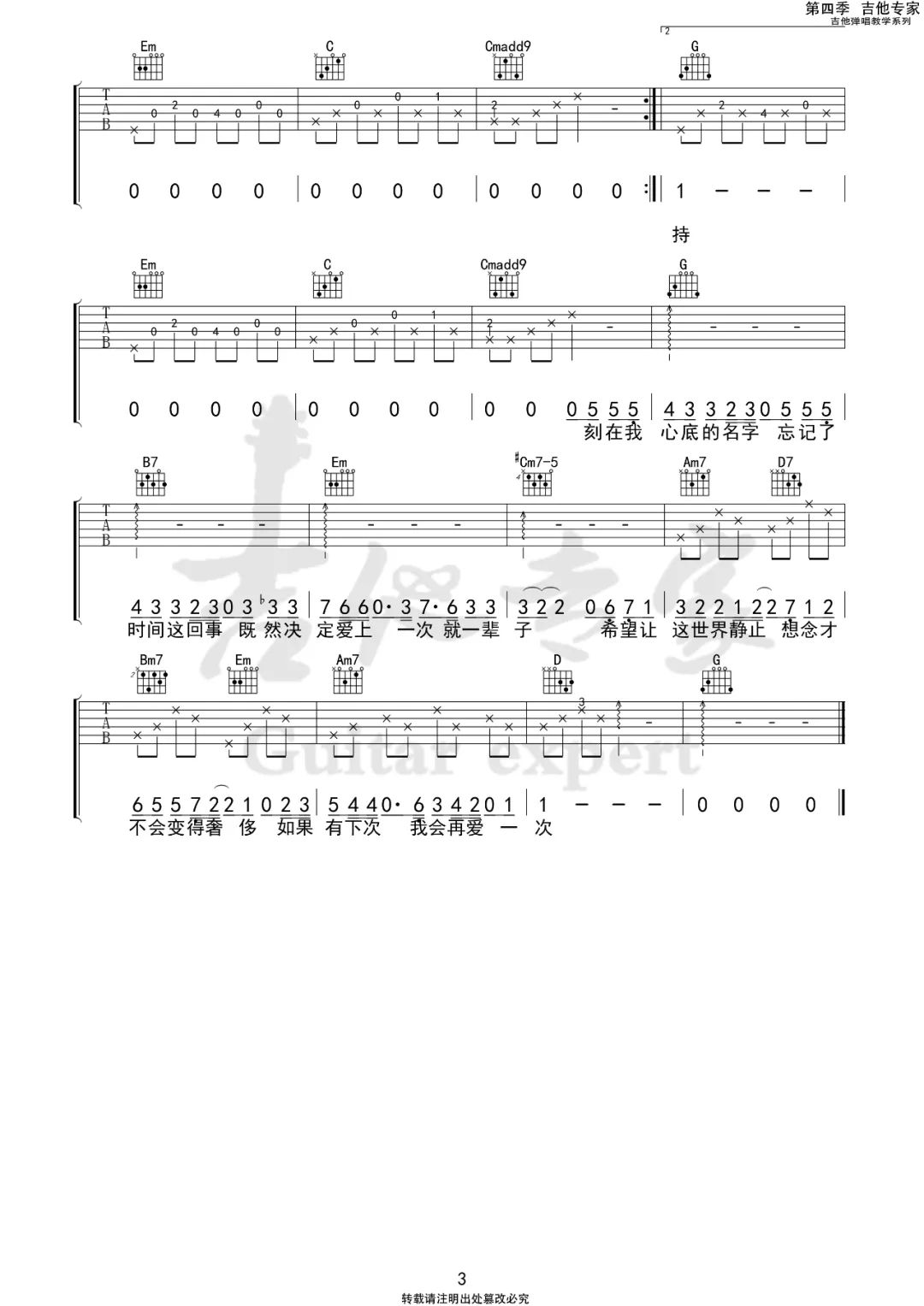 刻在我心底的名字吉他谱预览图