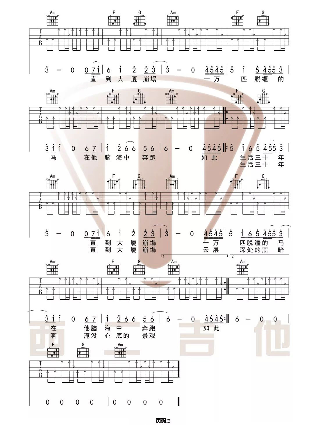 杀死那个石家庄人吉他谱预览图