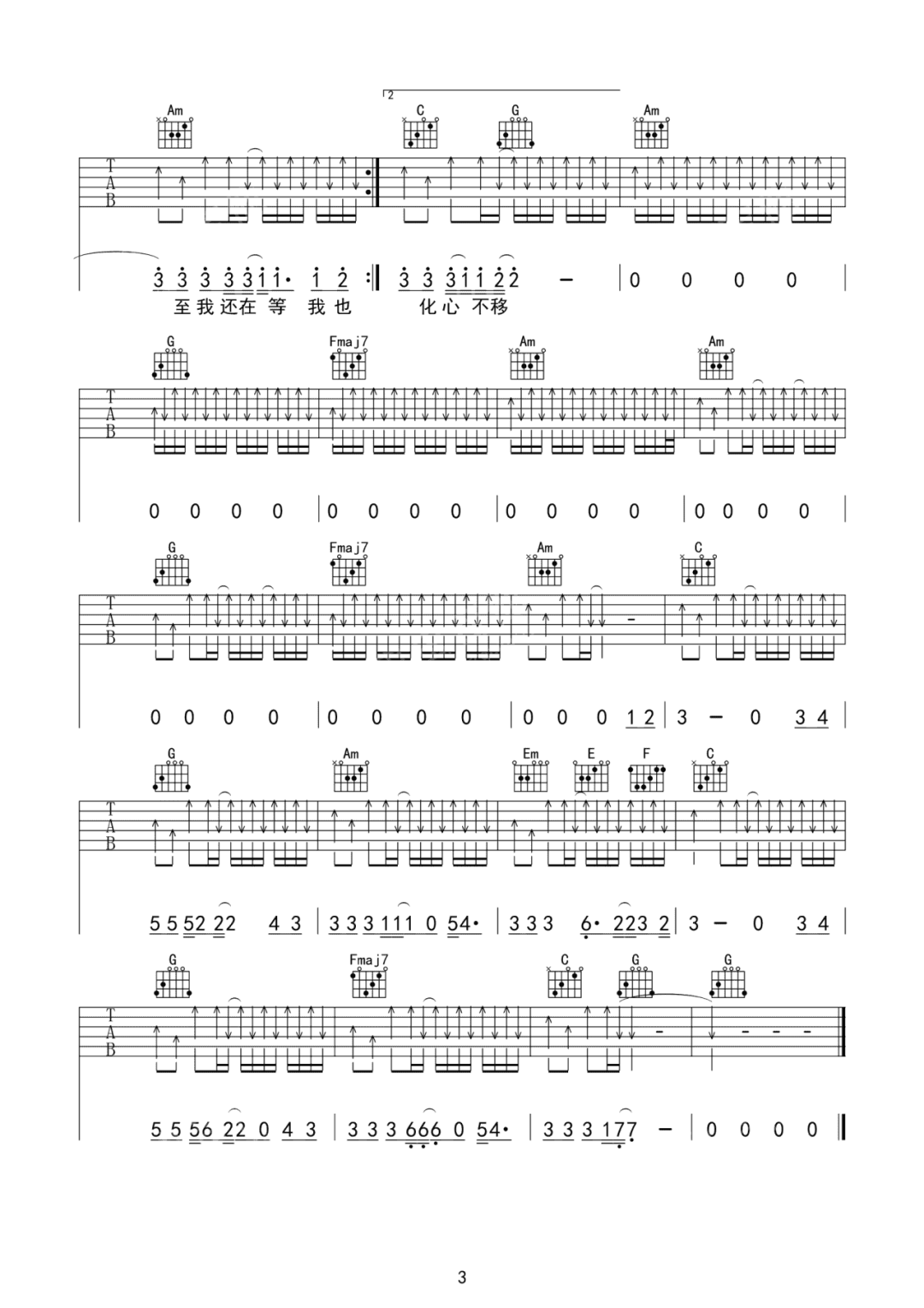疯土吉他谱预览图