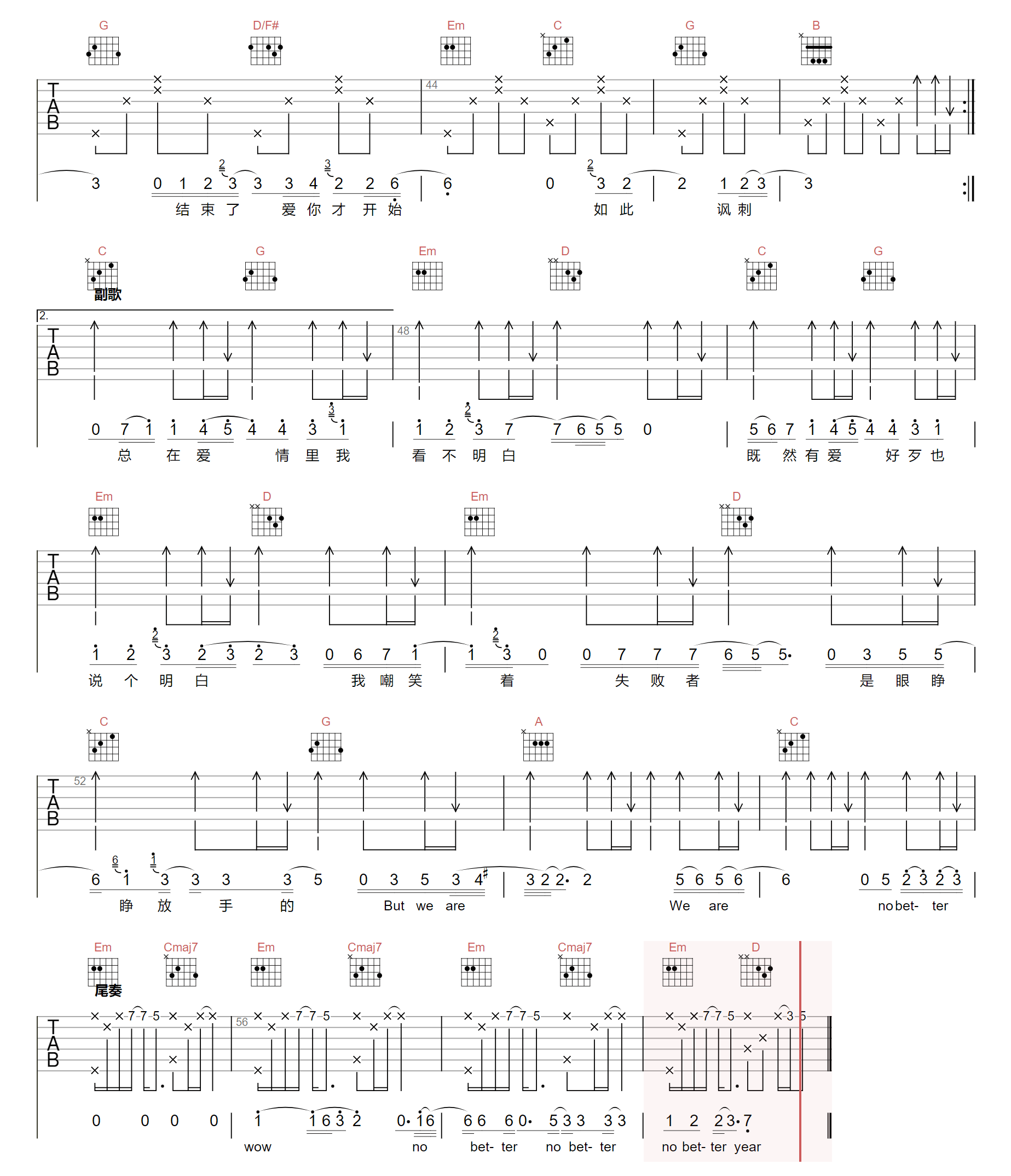 失语者吉他谱预览图