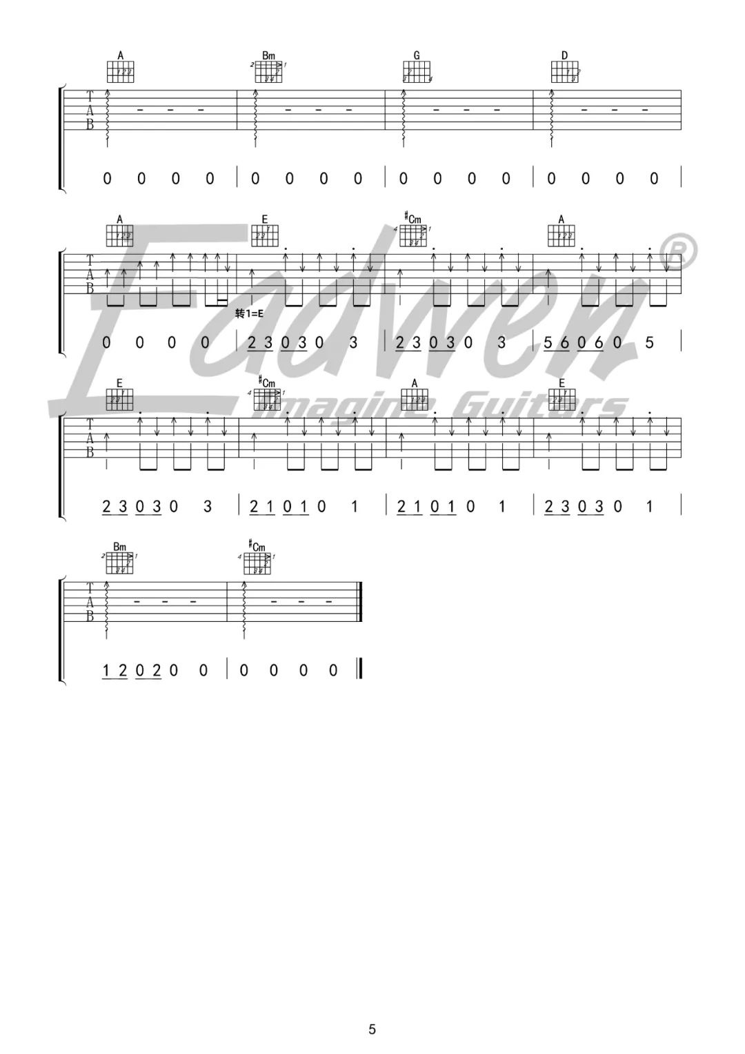 凌晨计程车吉他谱预览图