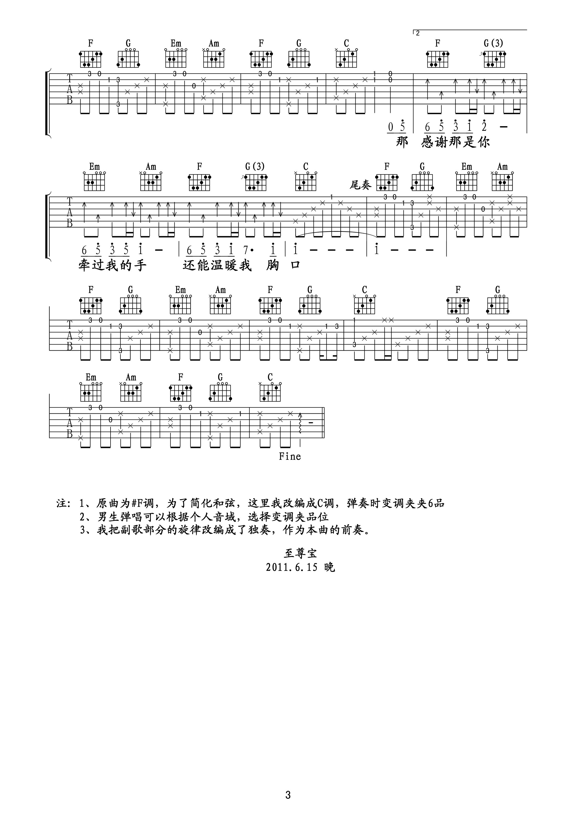 可惜不是你吉他谱预览图
