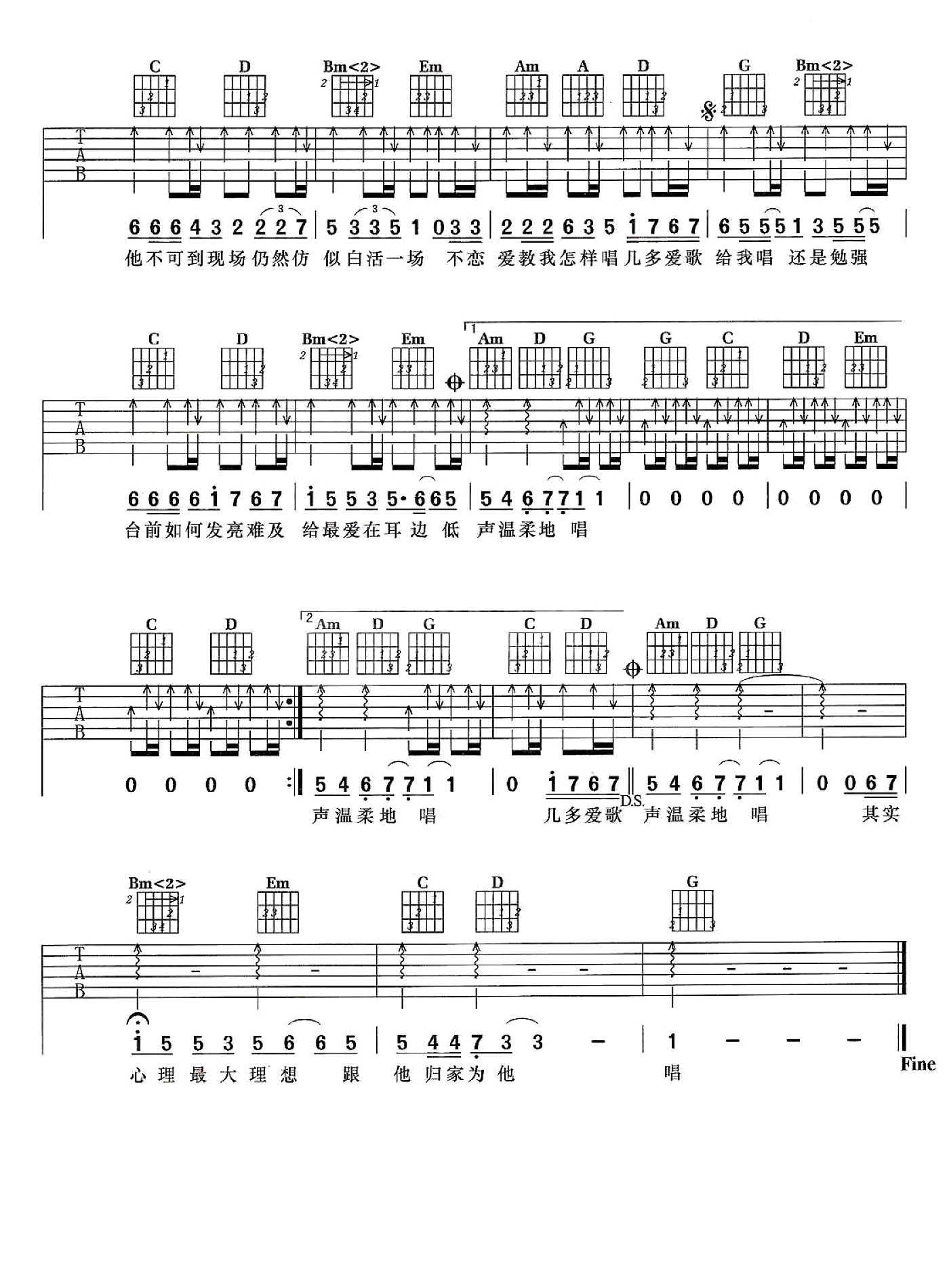 下一站天后吉他谱预览图