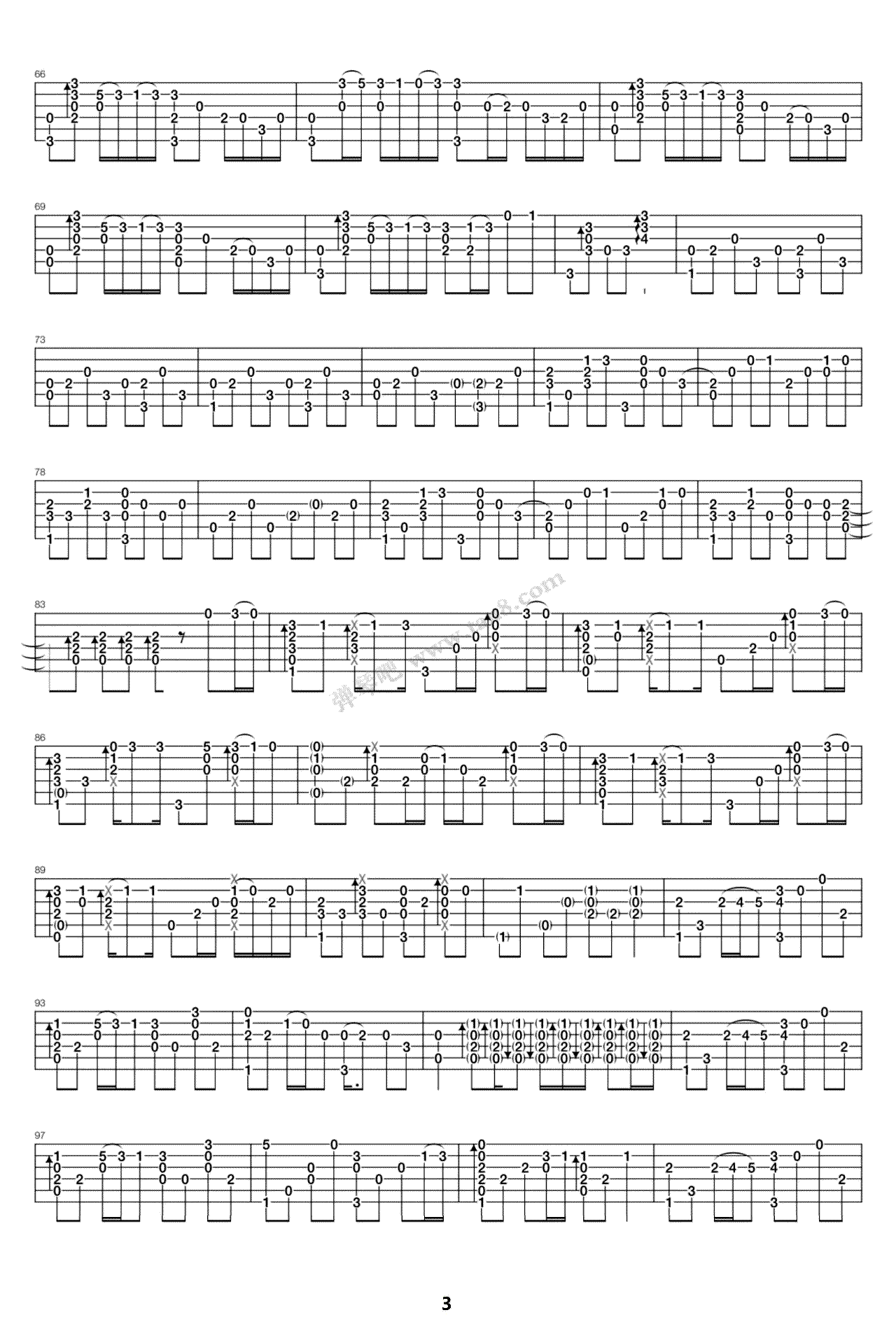 打上花火指弹吉他谱预览图