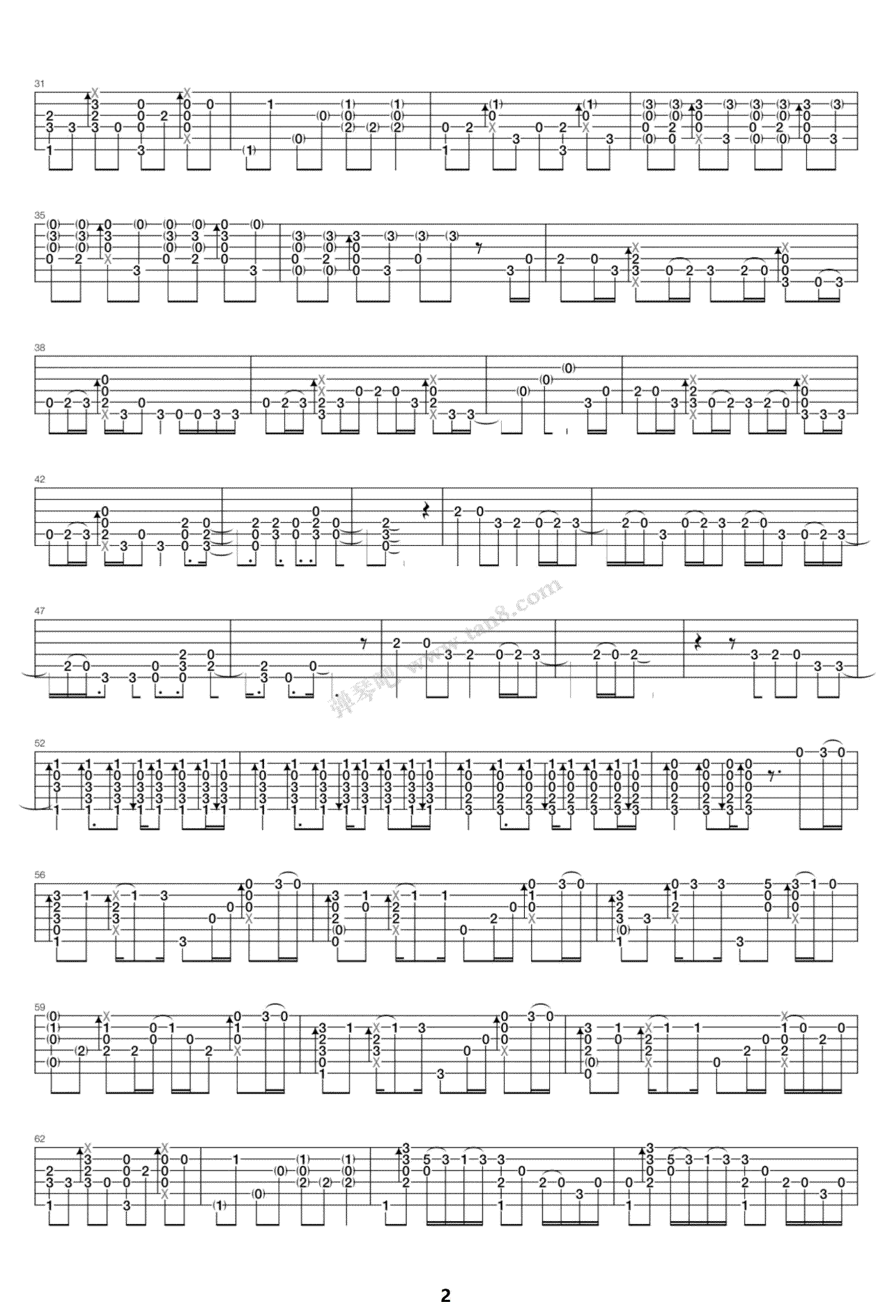 打上花火指弹吉他谱预览图