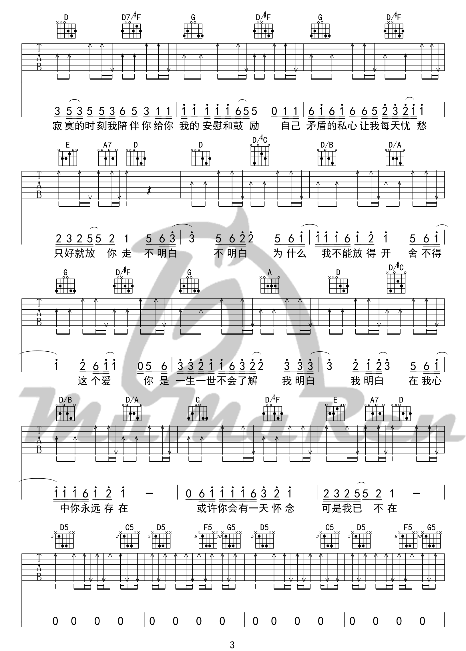 小镇姑娘吉他谱预览图