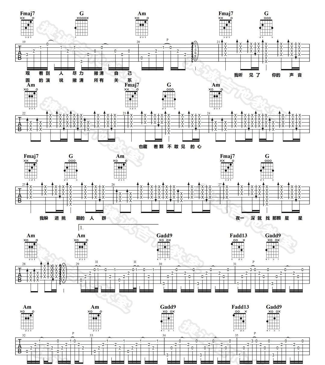 我好像在哪见过你吉他谱预览图