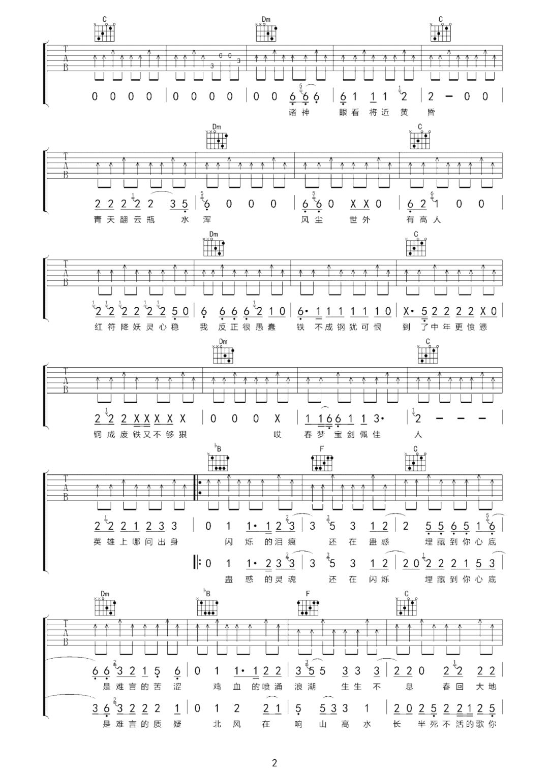 叫魂吉他谱预览图