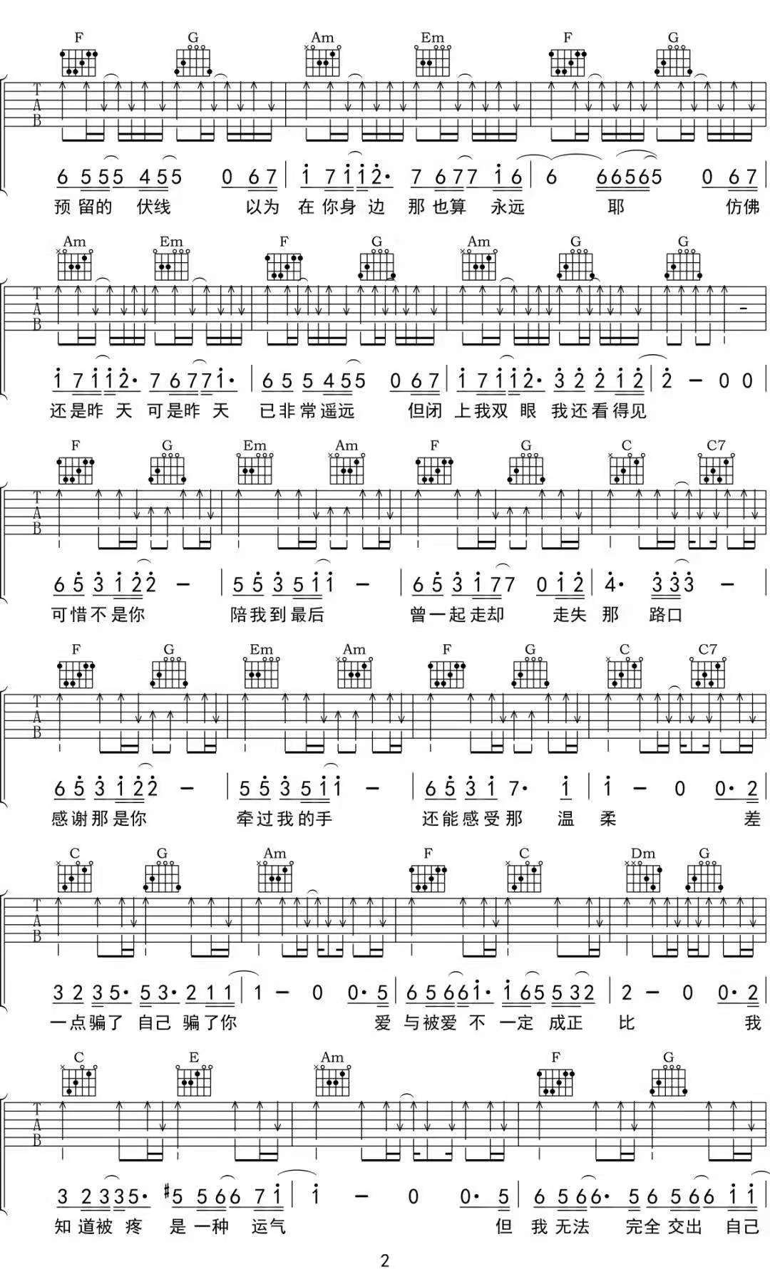 可惜不是你吉他谱预览图