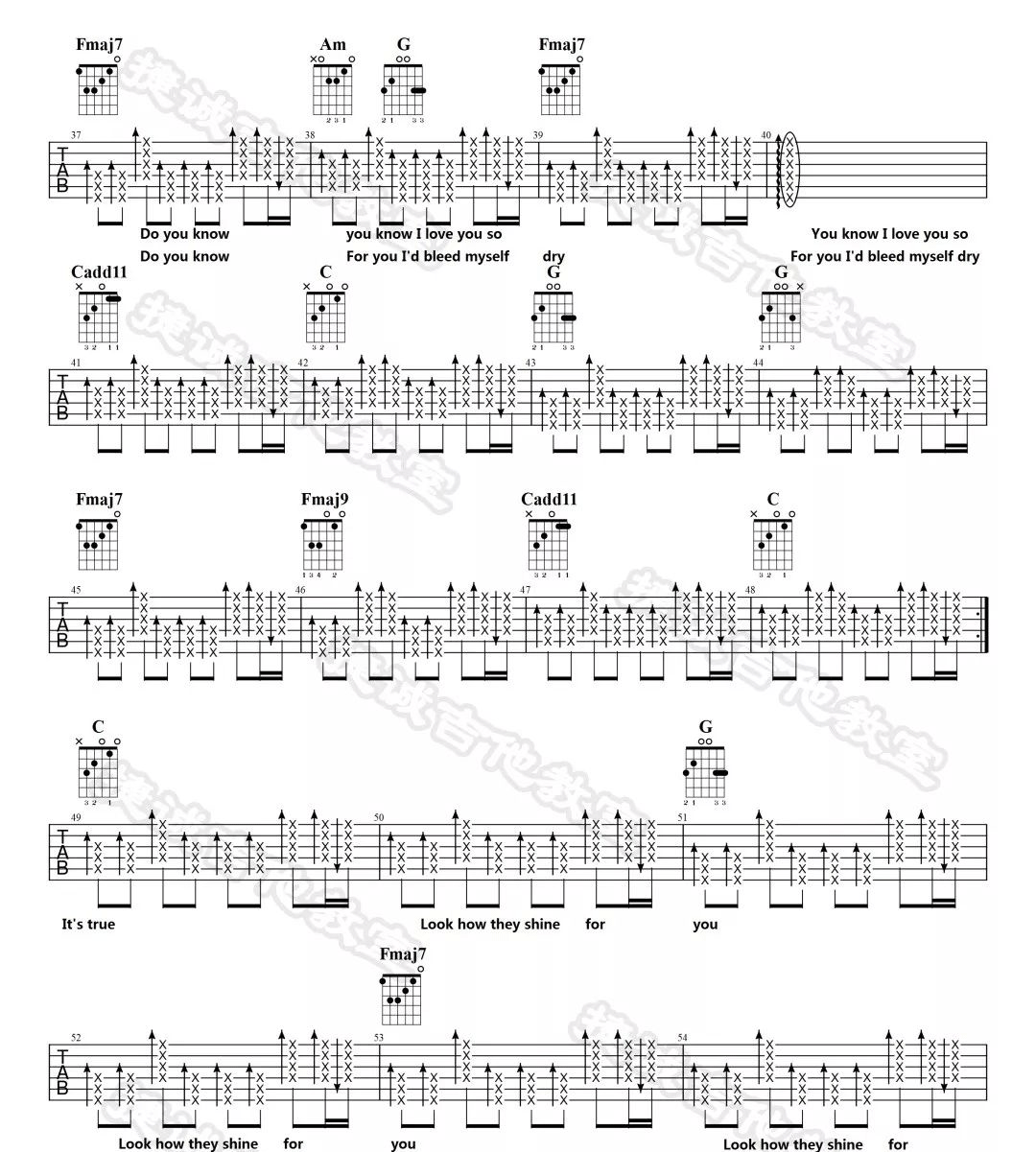 Yellow吉他谱预览图