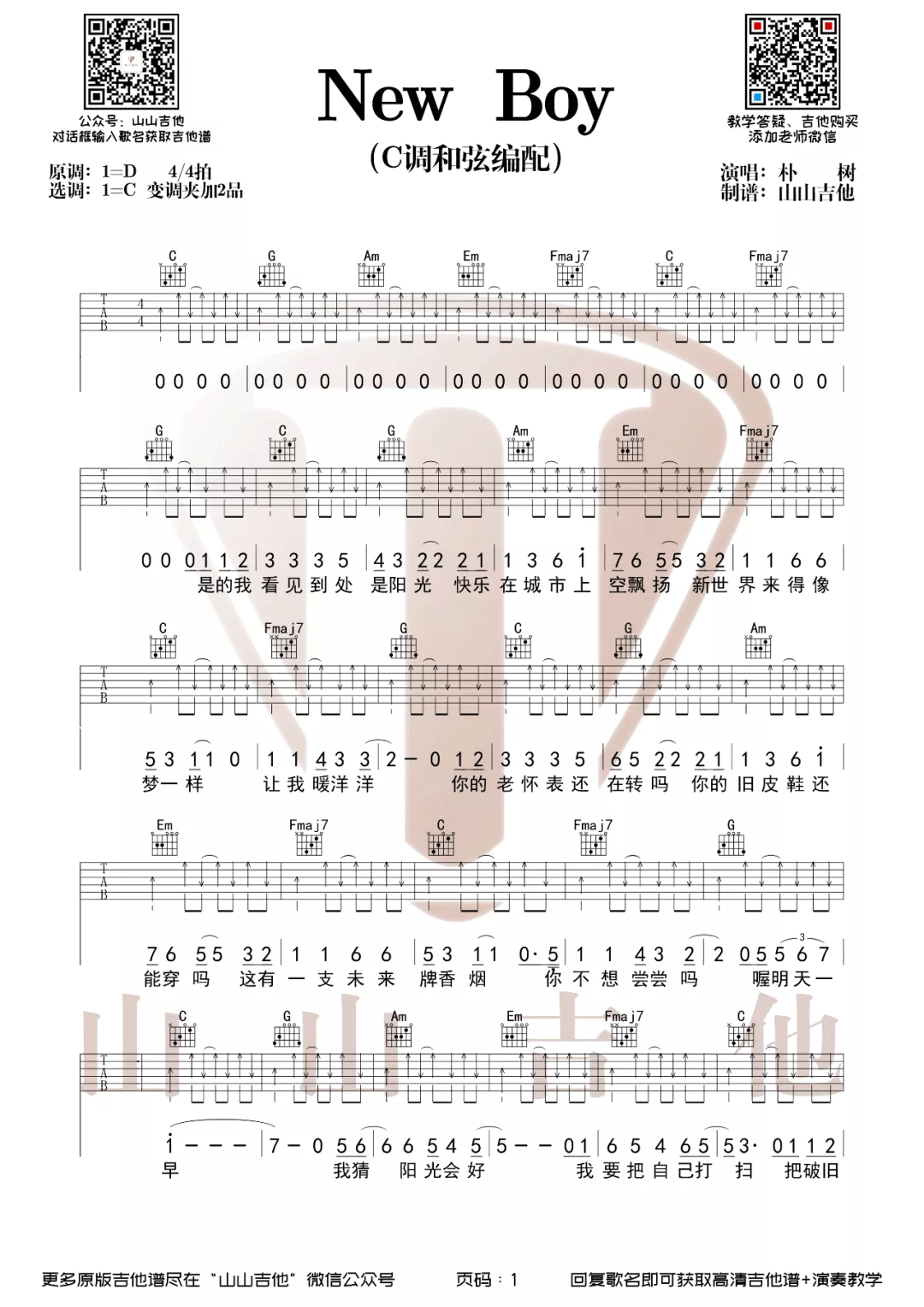 New-Boy吉他谱预览图