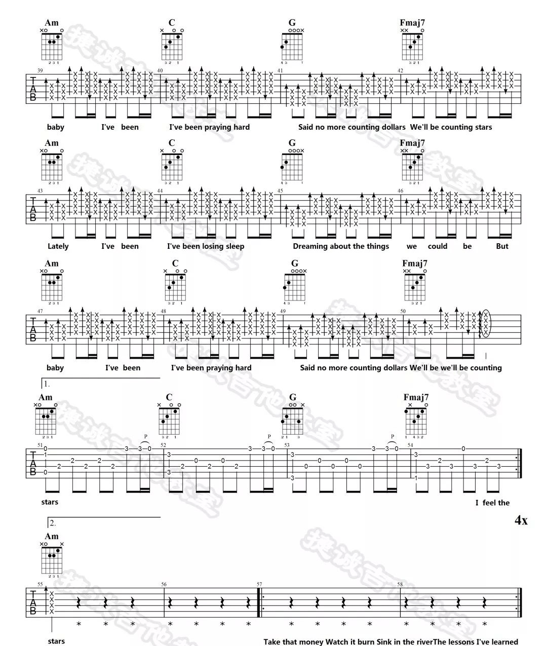 Counting-Stars吉他谱预览图