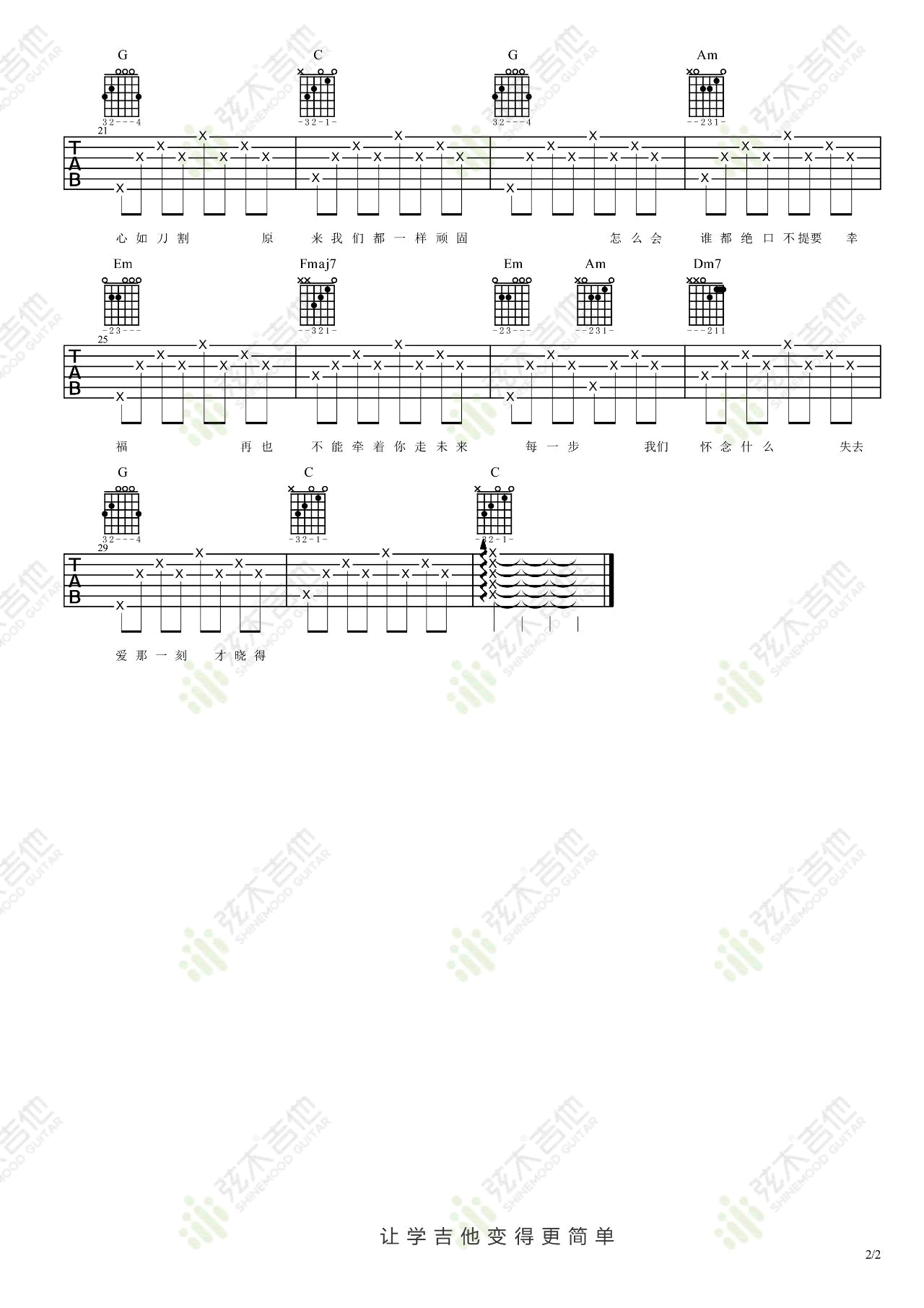 怎么了吉他谱预览图