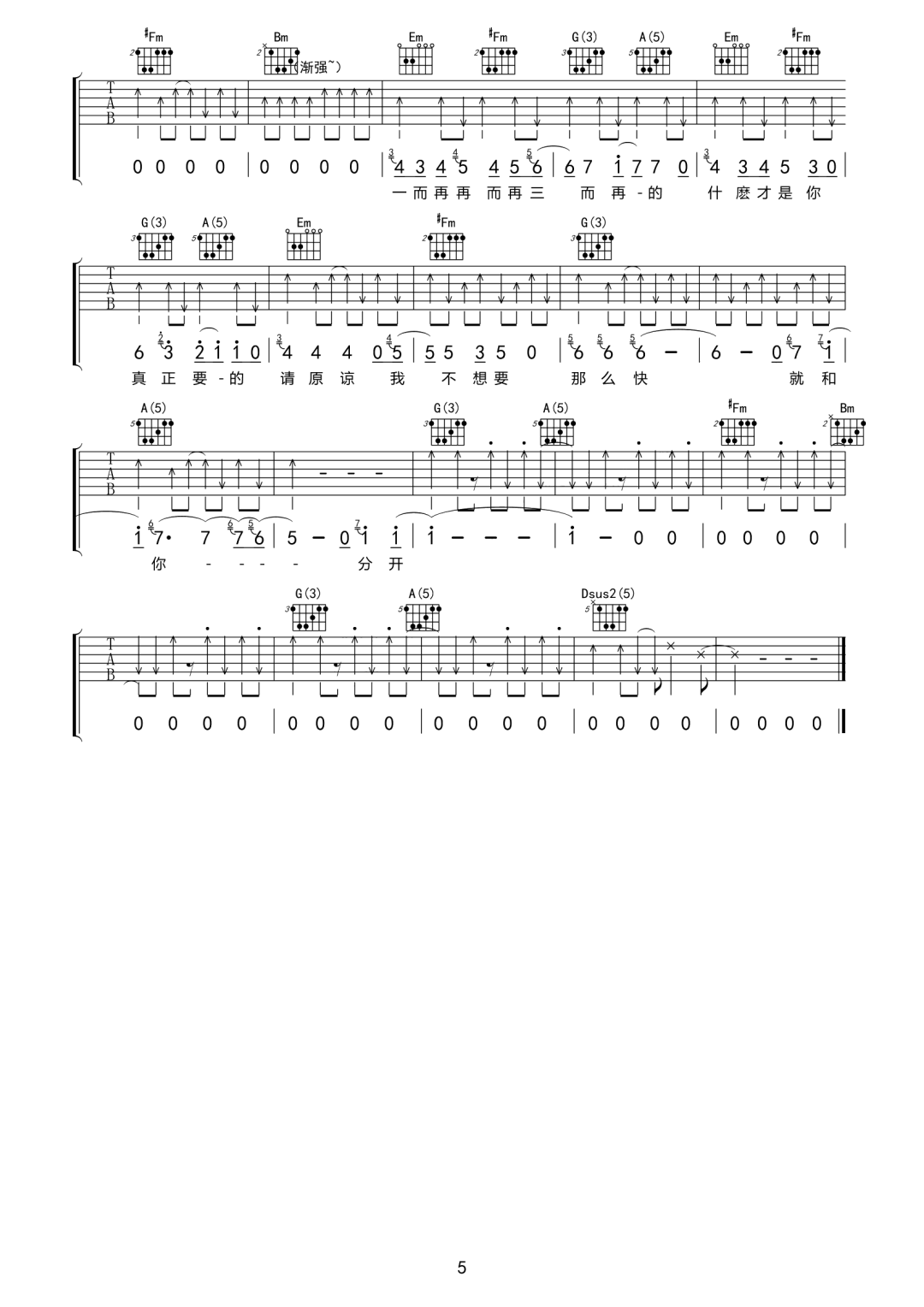 女孩吉他谱预览图