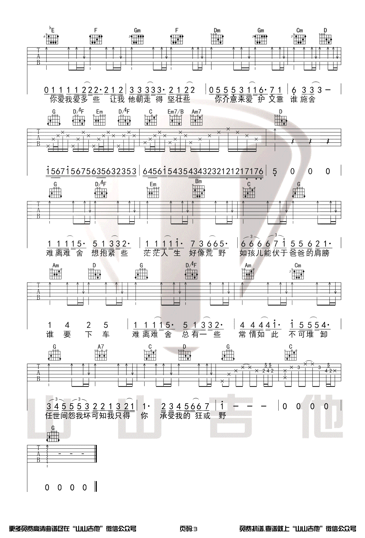 单车吉他谱预览图