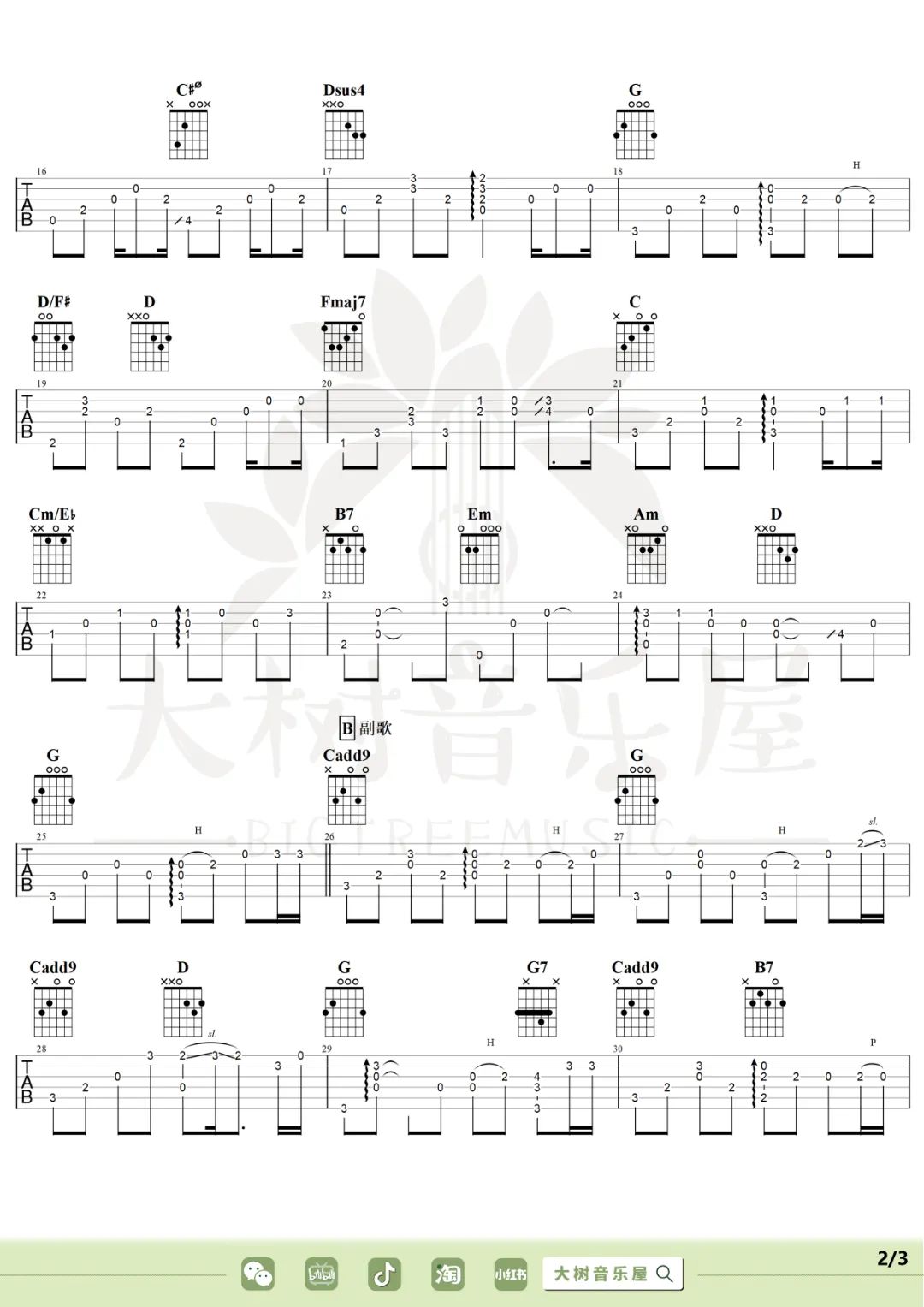花海指弹吉他谱预览图