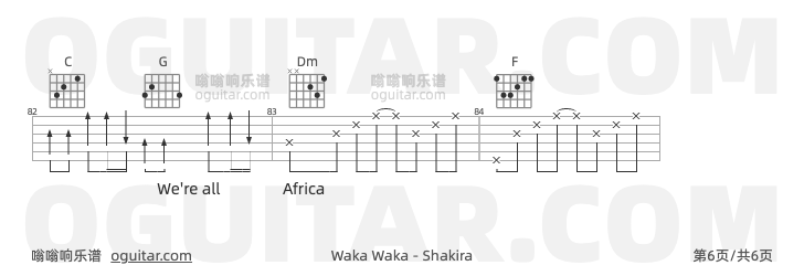 Wak-Waka吉他谱预览图