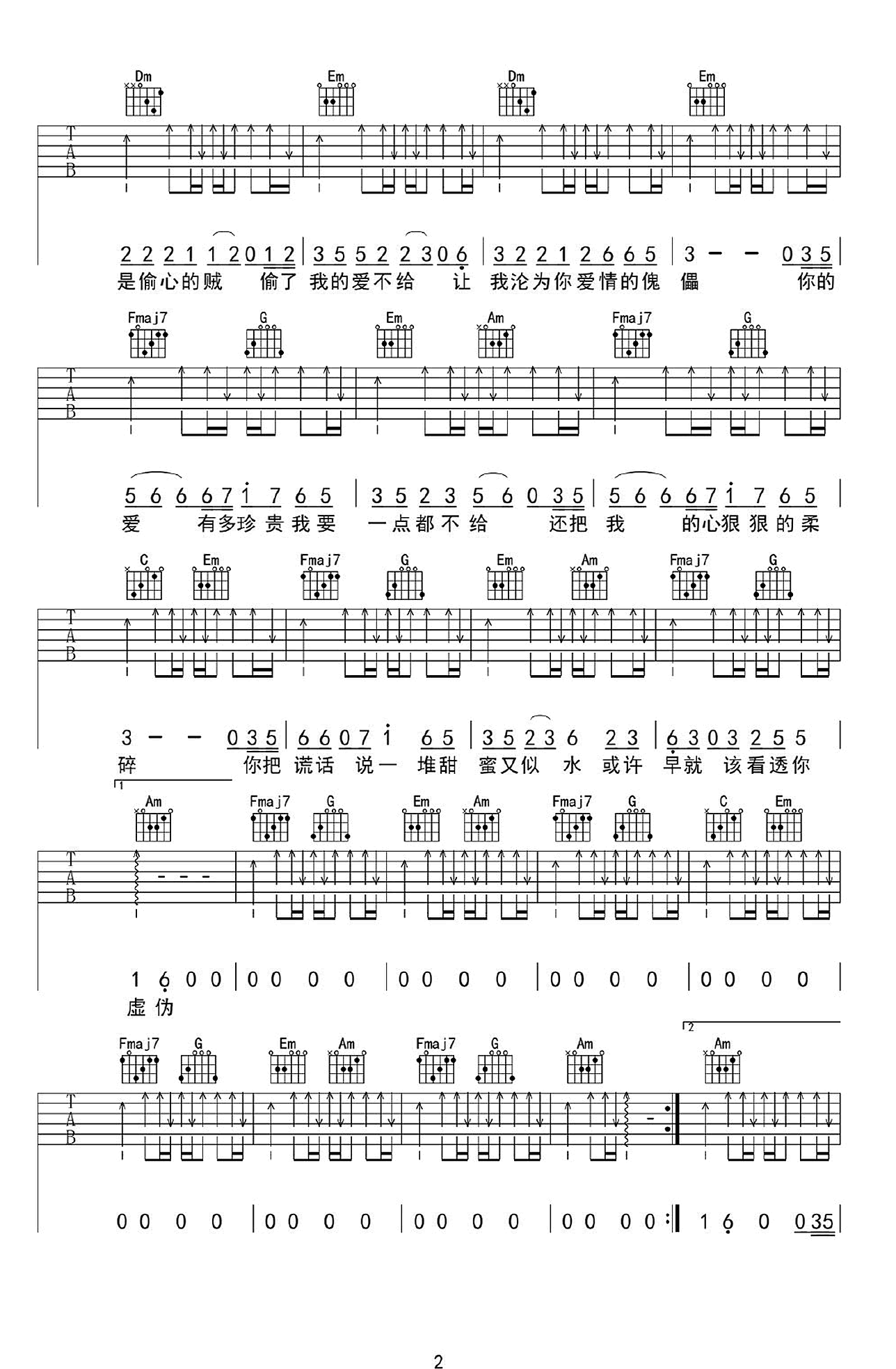 一程伤悲吉他谱预览图