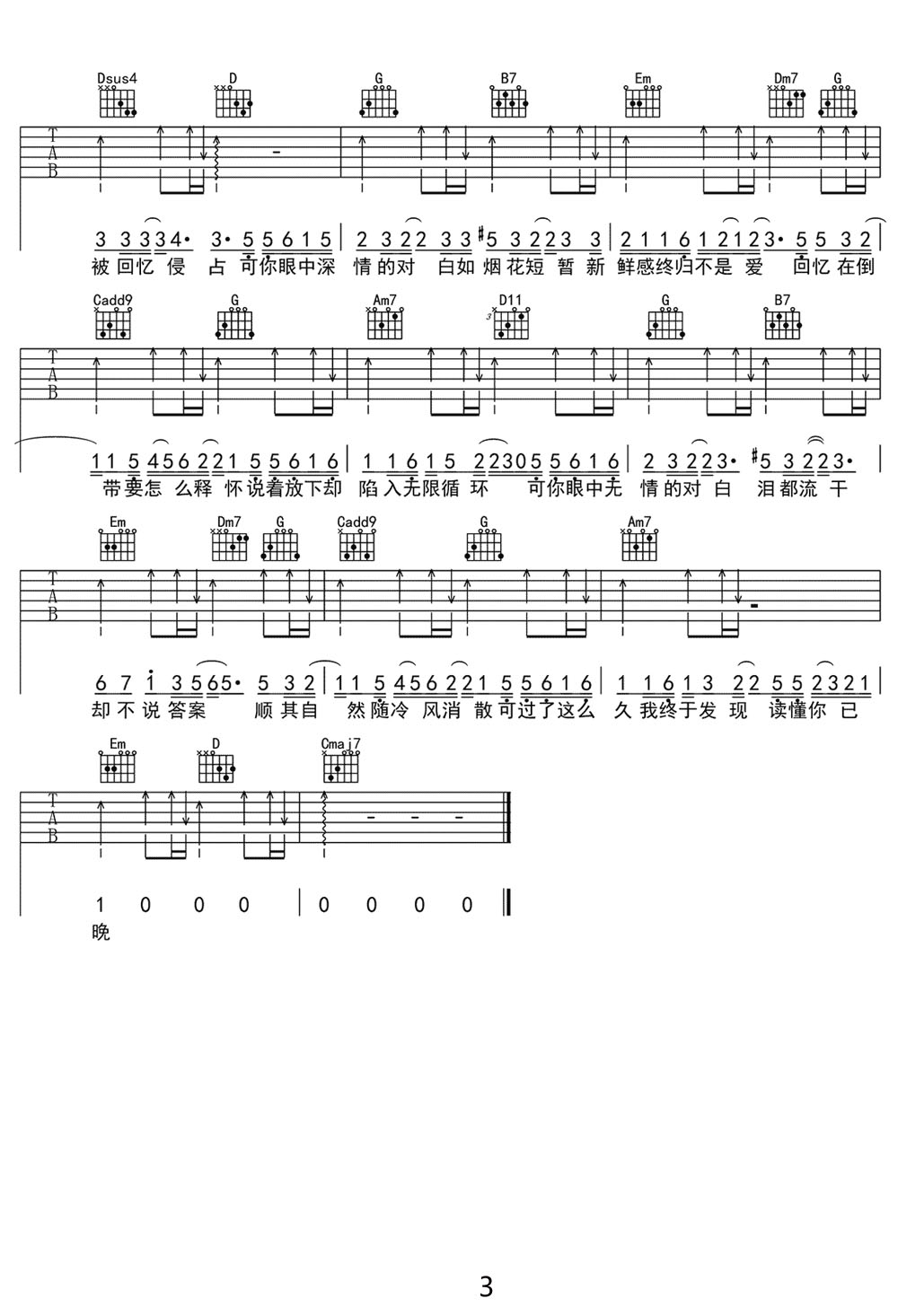 消散对白吉他谱预览图