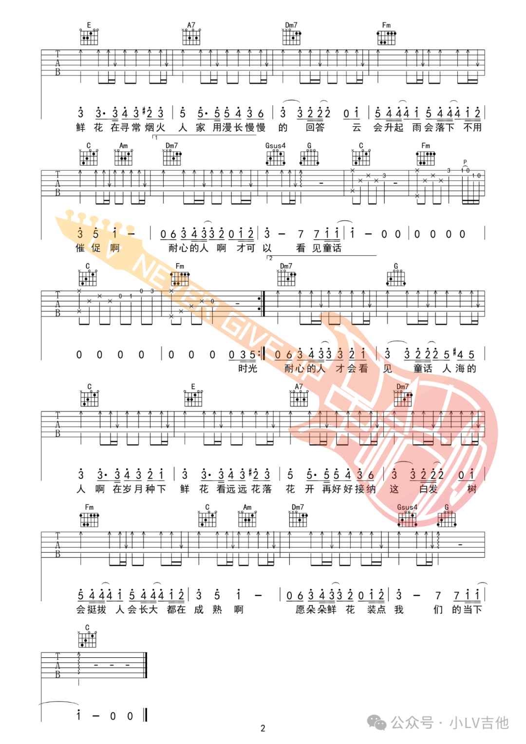岁月里的花吉他谱预览图