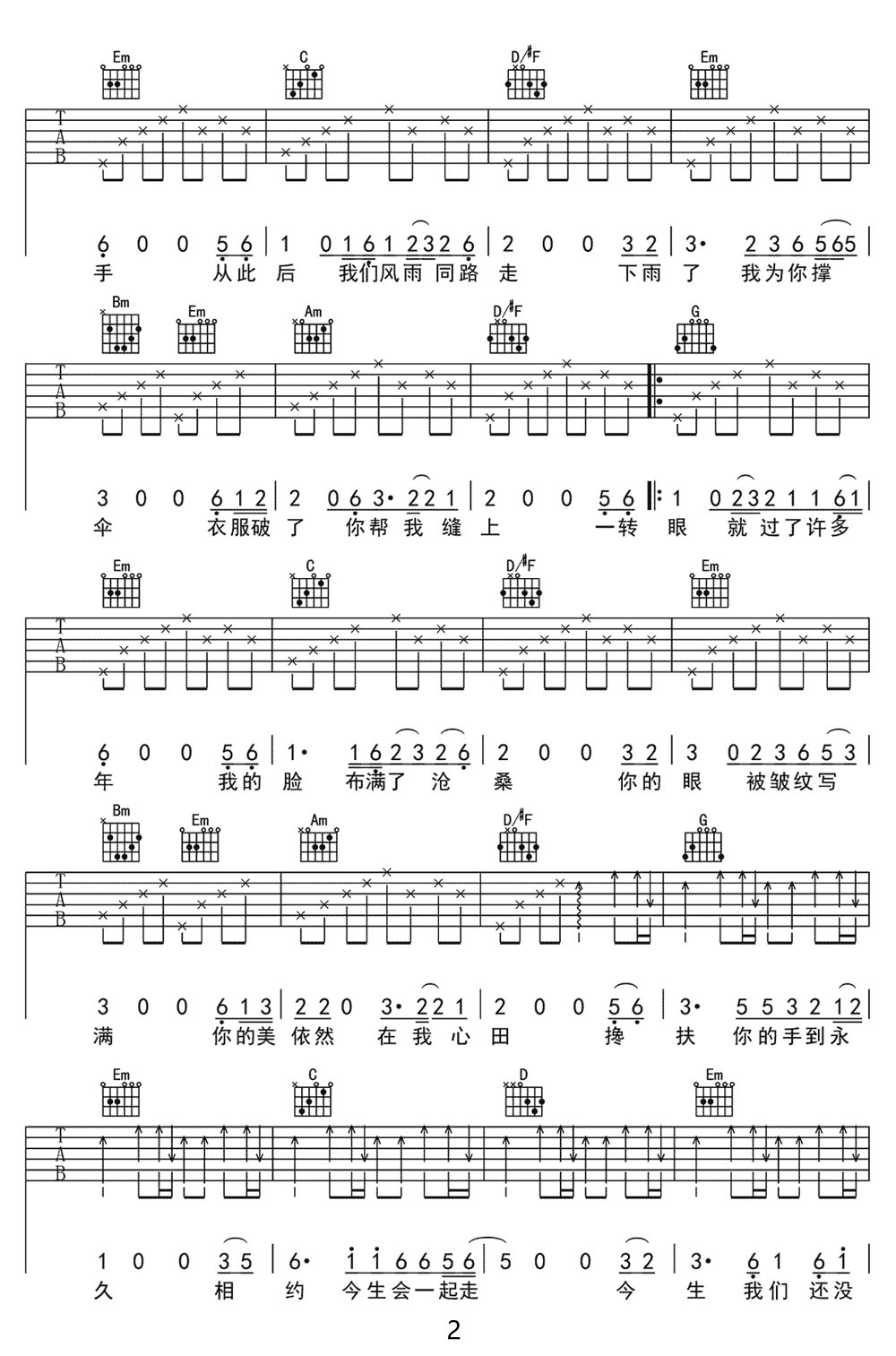 搀扶吉他谱预览图
