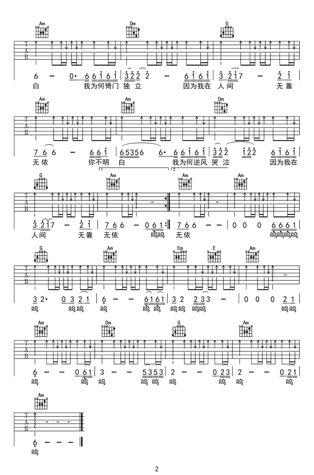 我是人间惆怅客吉他谱预览图