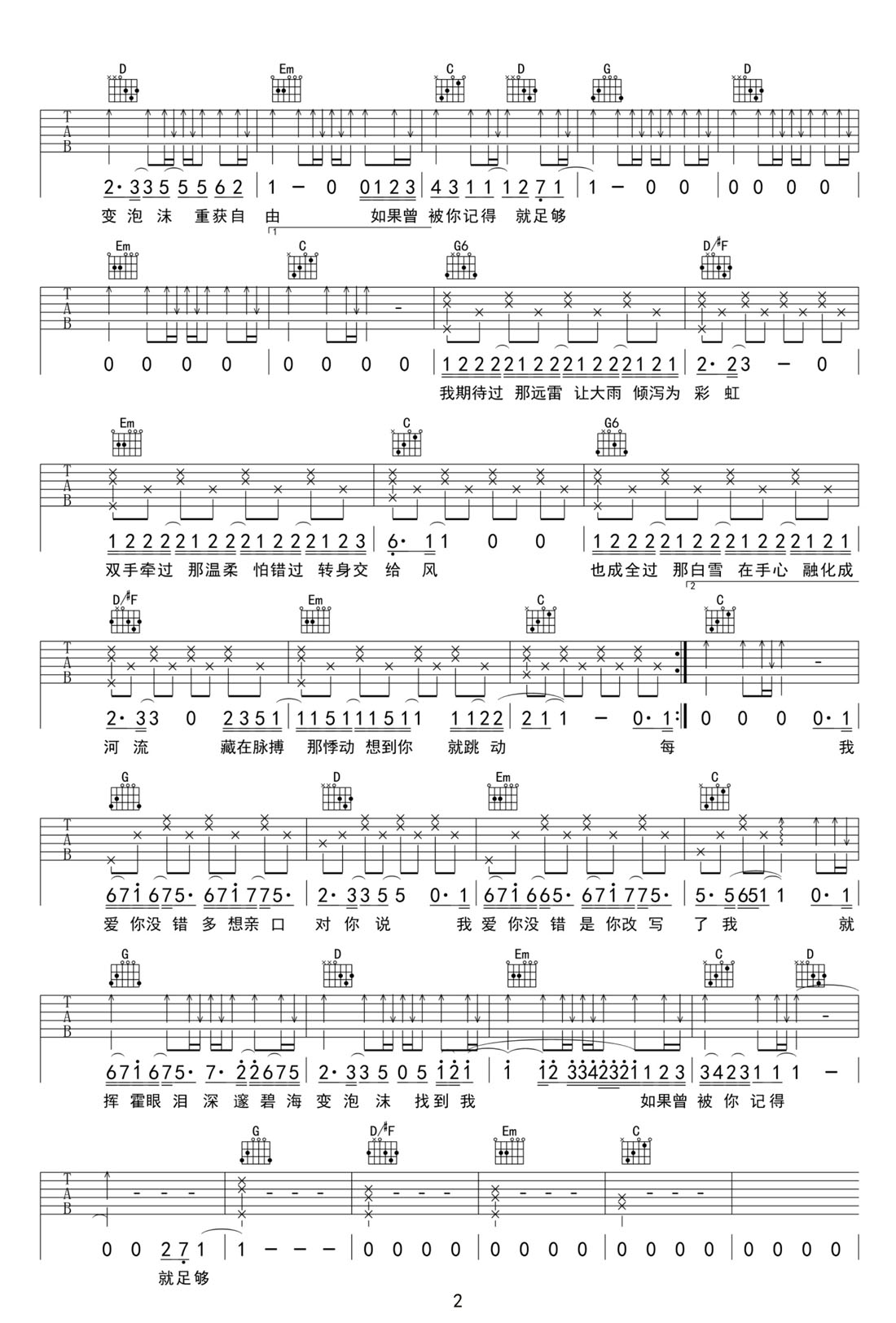 像烟火爱过吉他谱预览图