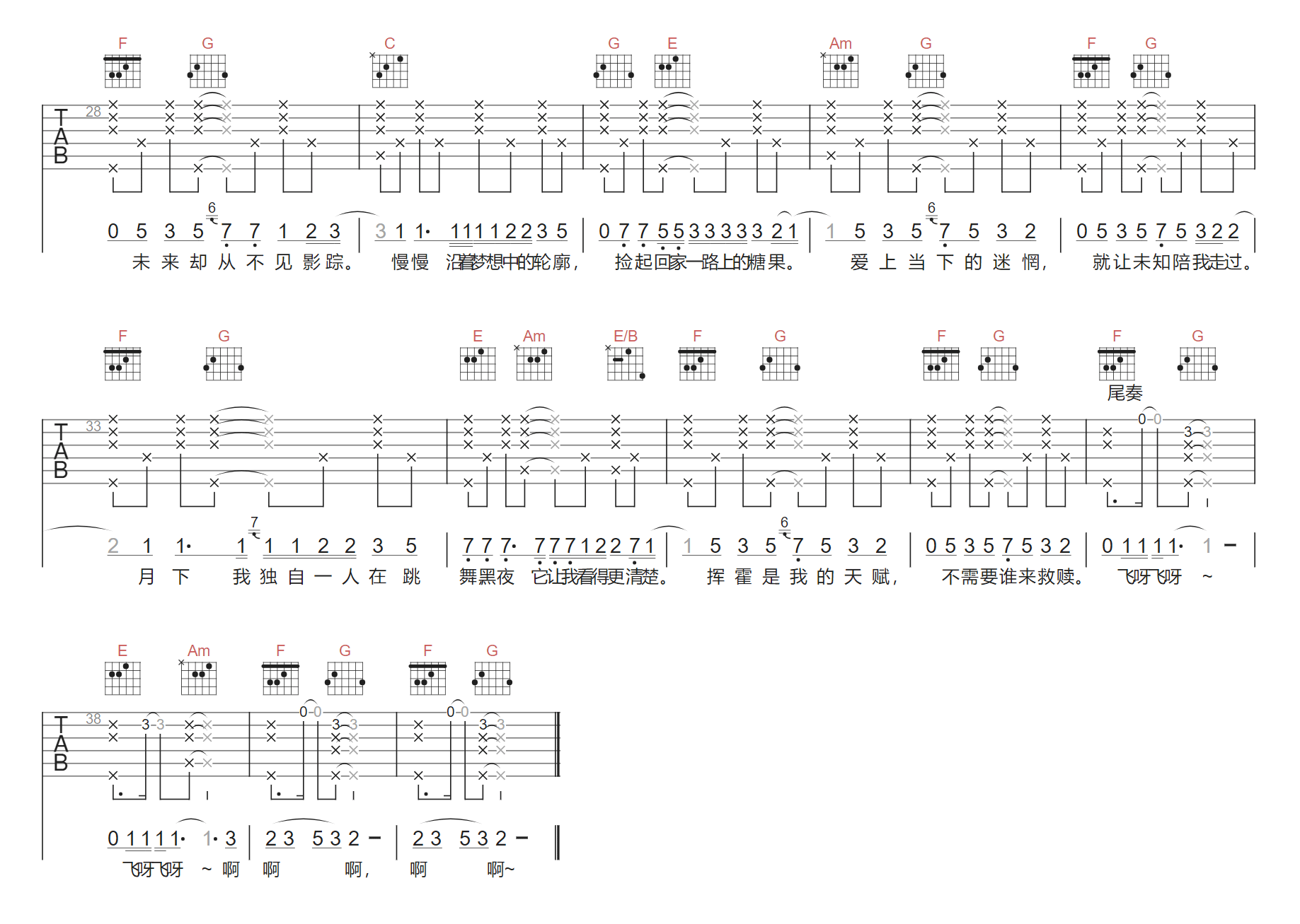 暮色森林吉他谱预览图