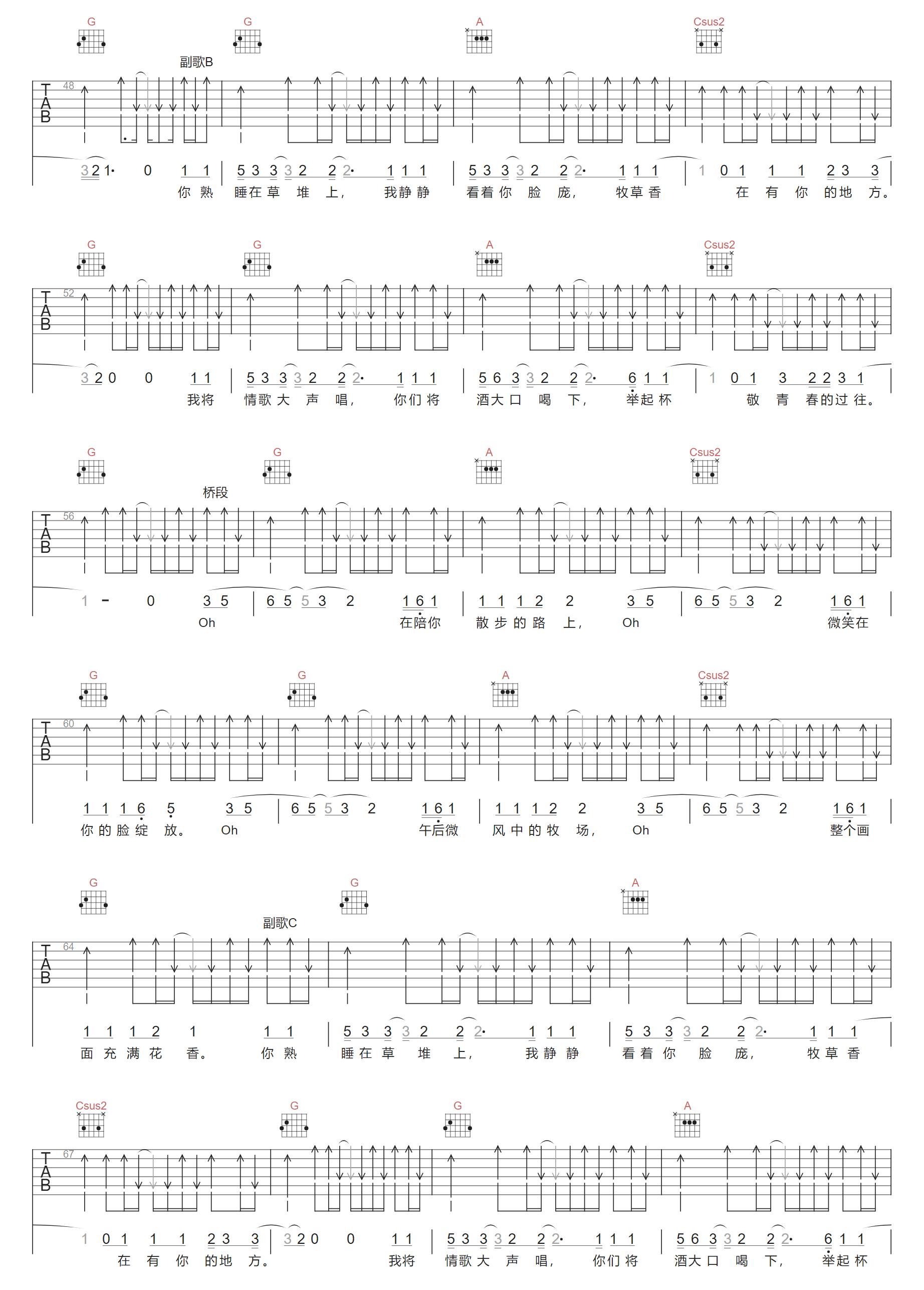 乡间的路吉他谱预览图