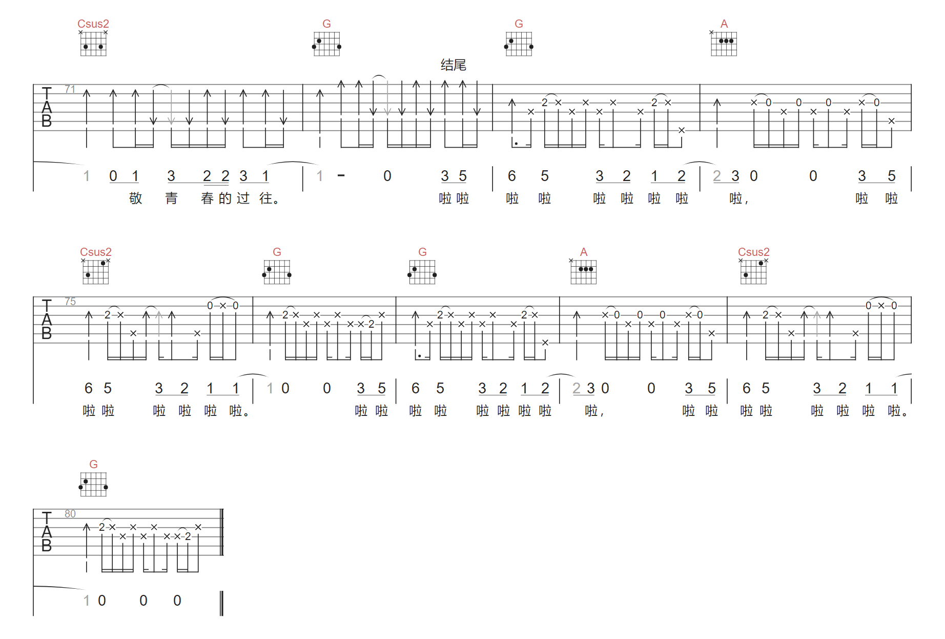 乡间的路吉他谱预览图